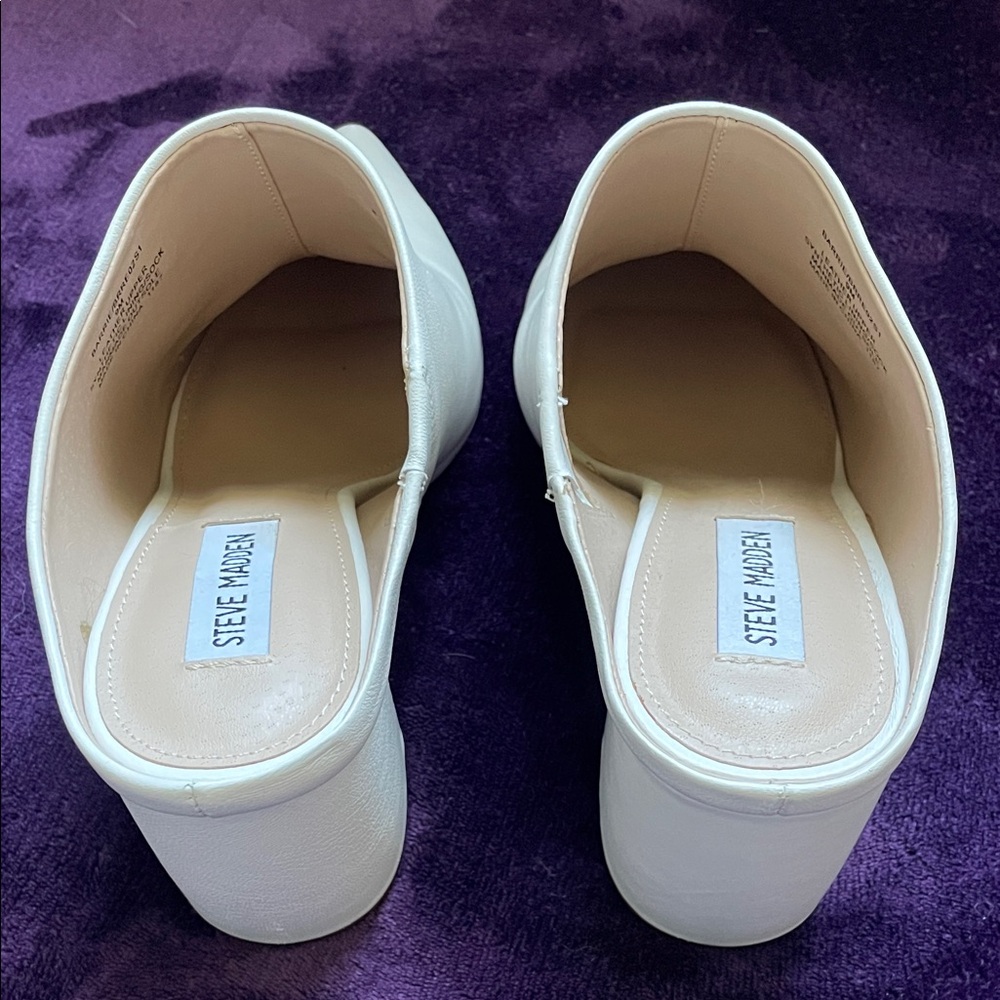 New Steve Madden White Women's Mules Sz 9 - Picture 7 of 7